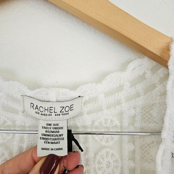 Rachel Zoe Lace Duster White Kimono Cover Up Embroidered Open Front OS Boho - Picture 6 of 15